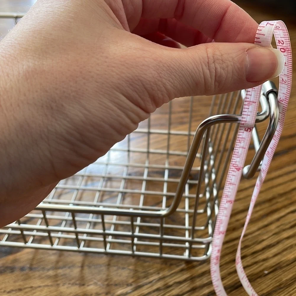 Silver metal organizing basket with handles
